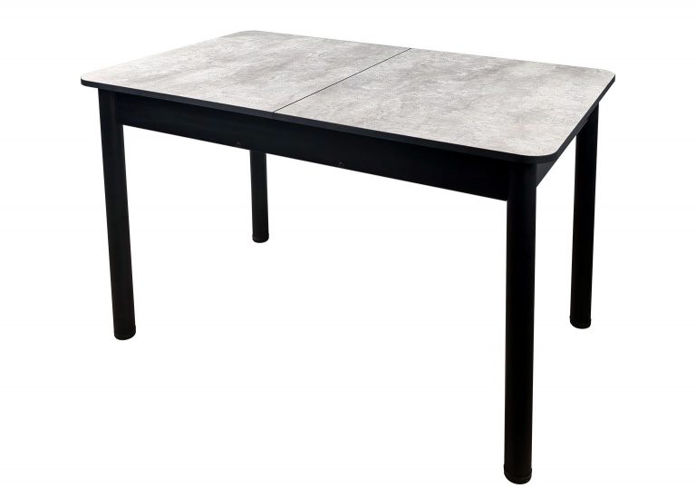 Стол Премьер раздвижной 120 x 80 (+50) см / R40 / ЛДСП Цемент / Опора 4 Чёрная РУСТ